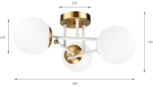 Brilagi - Lustră aplicată MALIVA 3xE14/15W/230V auriu/alb