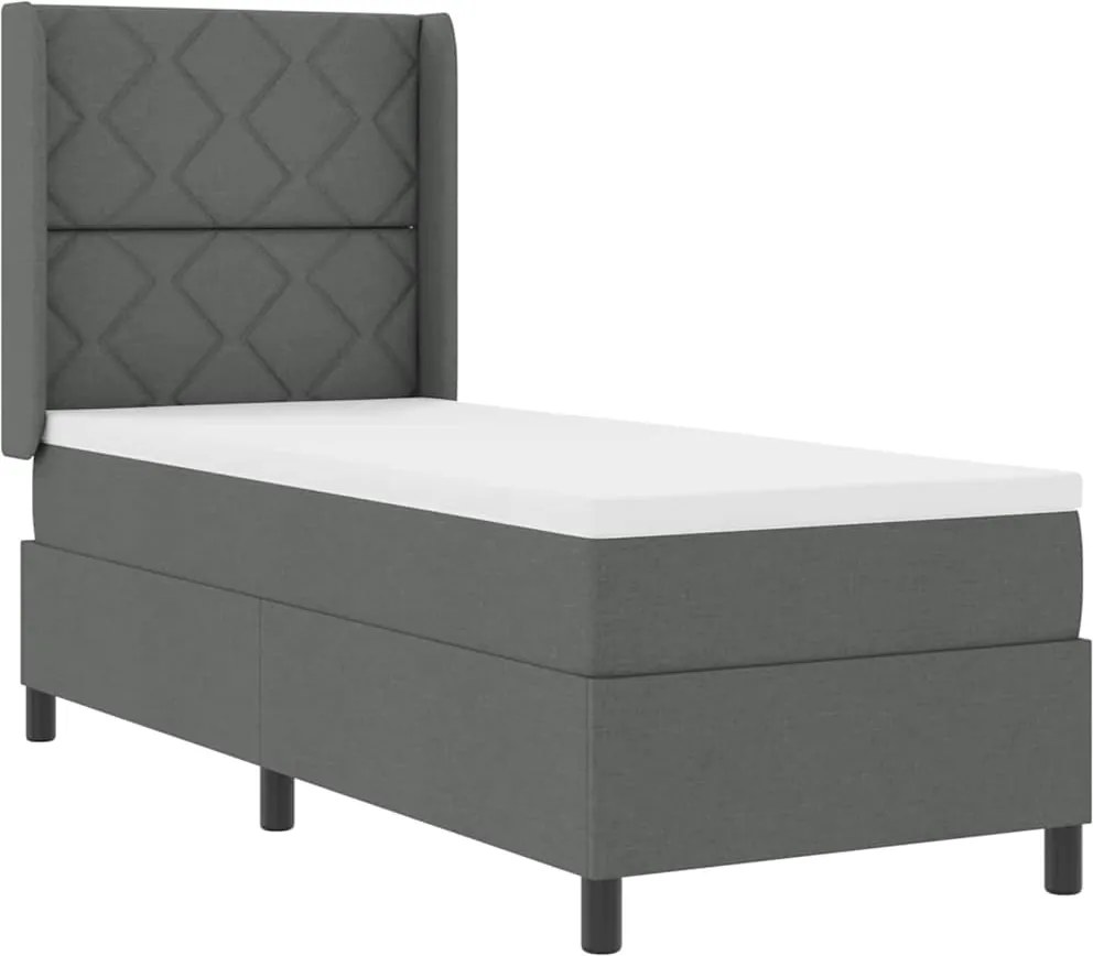 vidaXL Pat cu arc LED cu saltea Gri închis 80 x 200 cm țesătură