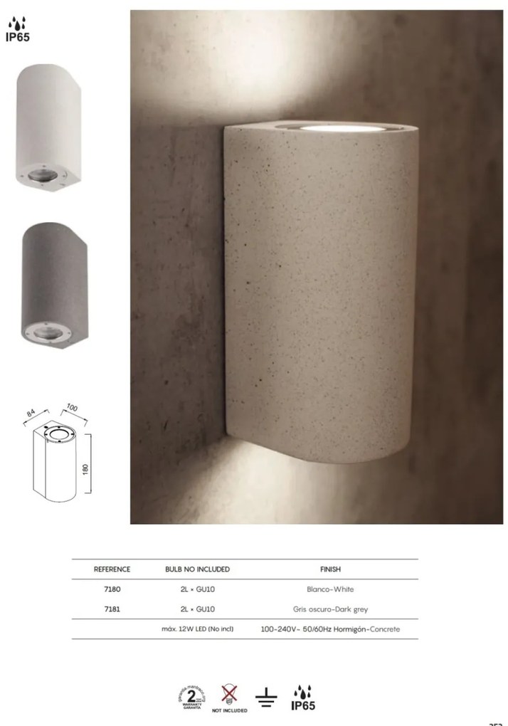 Aplica de perete iluminat exterior ambiental IP65 LEVI alba
