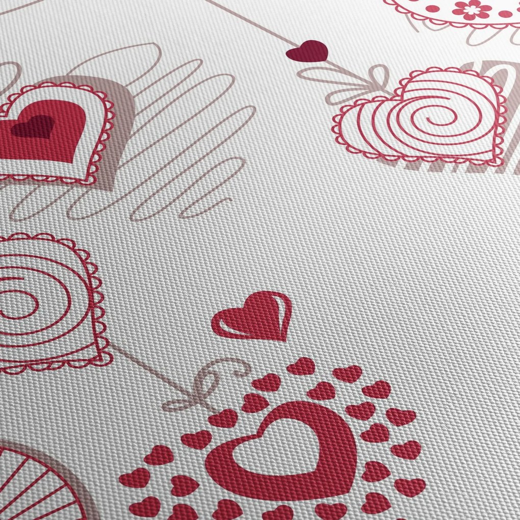 Tablou cu inimiore pictate (cu ceas) (90x30 cm)