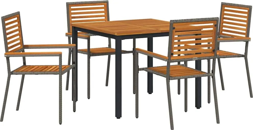 vidaXL Set de masă pentru grădină 5 pcs Gri și Brown poliratan