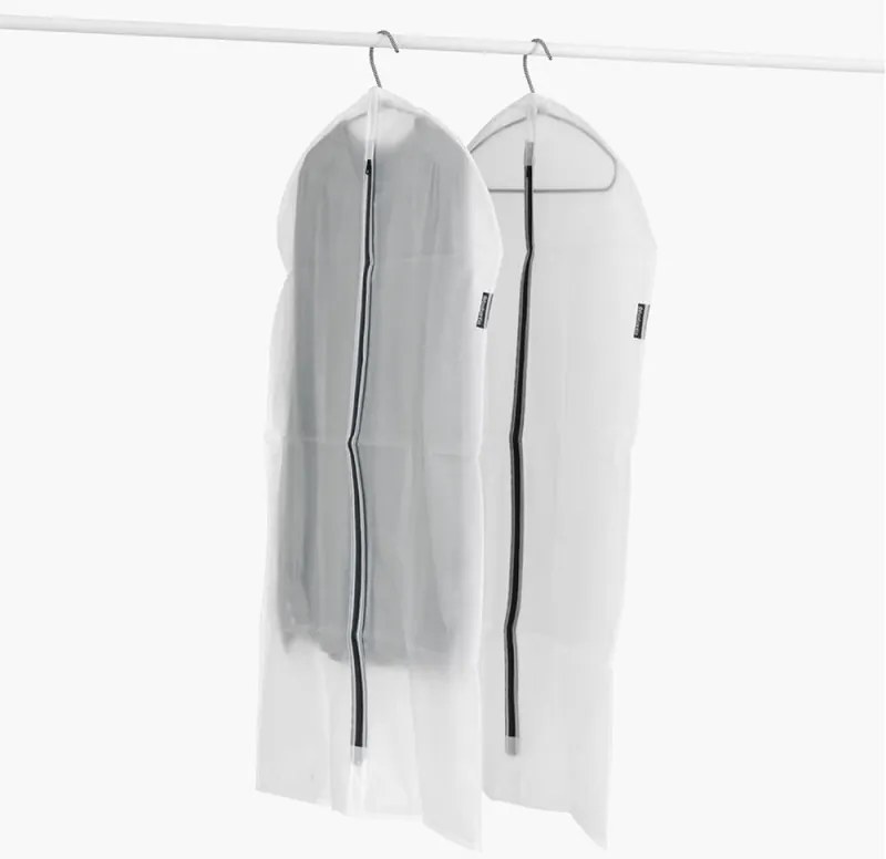 Set 2 huse pentru haine Brabantia 1005659, M, 60x100 cm, Fermoar, Alb