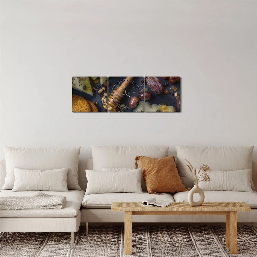 Tablou cu cu fructe uscate (cu ceas) (90x30 cm)