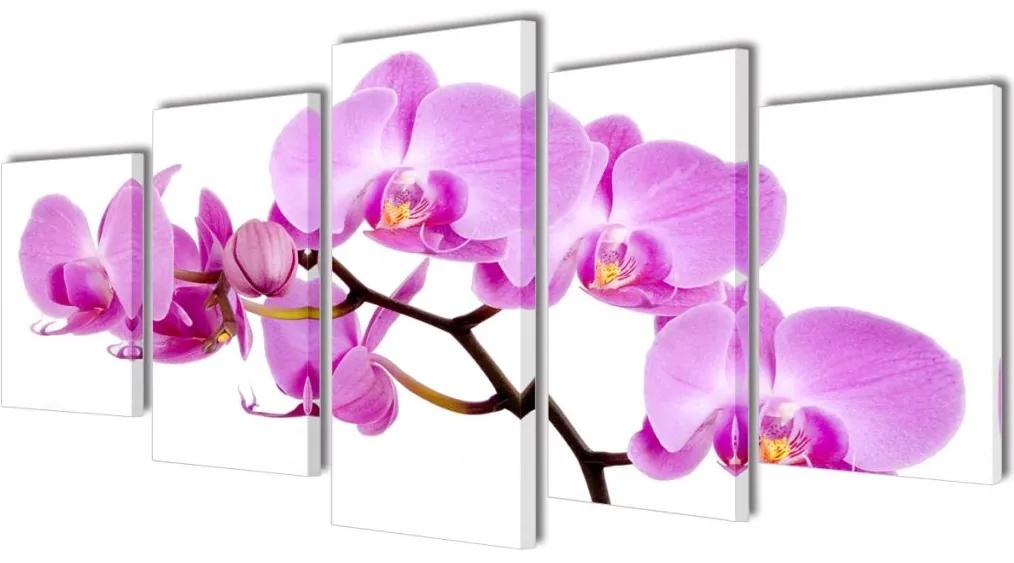vidaXL Set tablouri de perete cu imprimeu orhidee, 200 x 100 cm