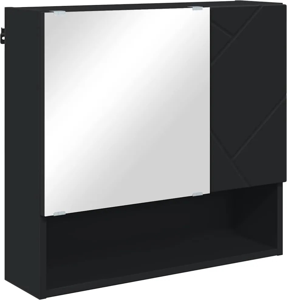 vidaXL Dulap cu oglindă Pe perete Negru 59 x 17 x 55 cm Lemn compozit