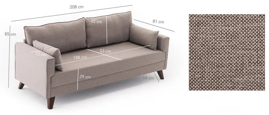 Canapea bej 208 cm Bella – Balcab Home