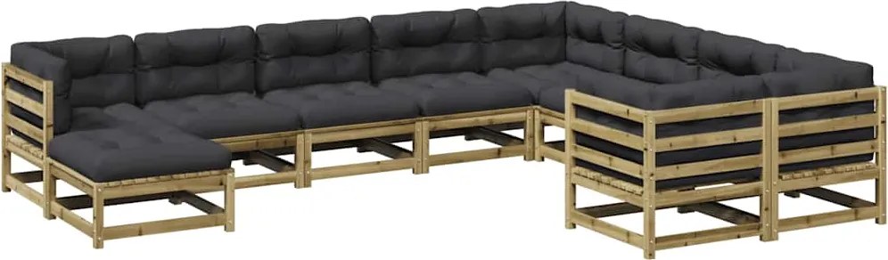 vidaXL Set canapea de grădină cu perne, 10 piese, lemn de pin tratat