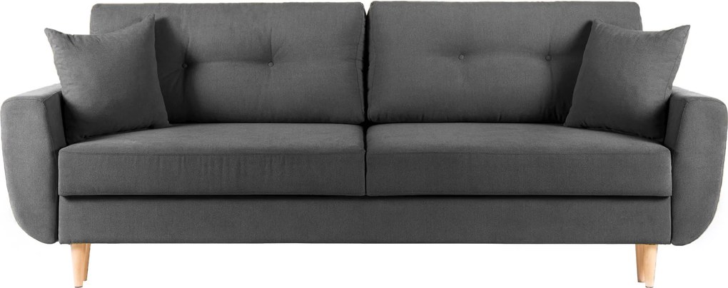 Canapea Extensibilă 3 locuri HELSINKI, cu ladă de depozitare, 227x90x90 cm, Gri-Inchis-Enjoy