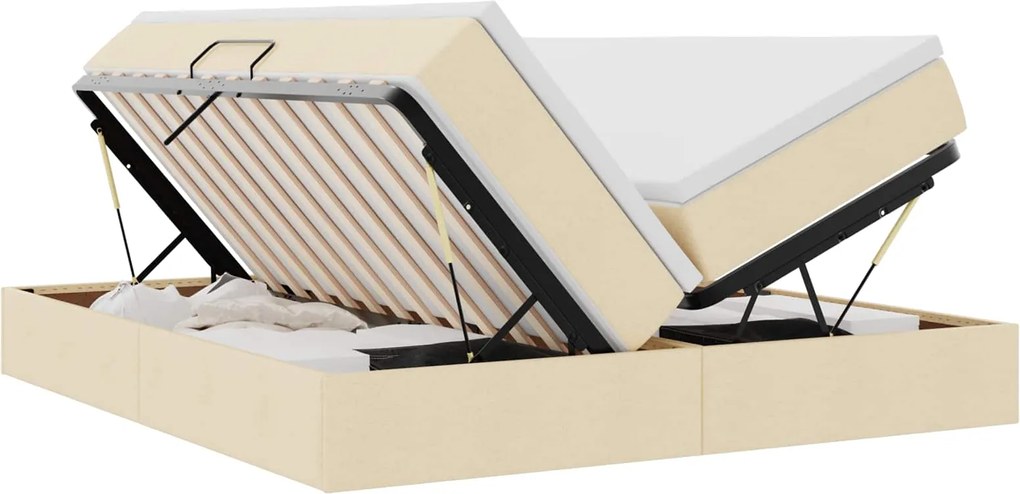 vidaXL Pat cu saltea și spațiu de depozitare Crem 180 x 200 cm