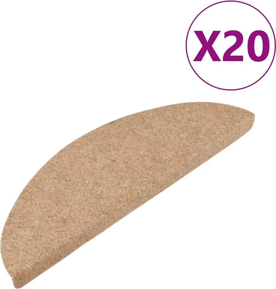 vidaXL Covorașe scară autoadezive 20 buc Bej 56x17x3 cm