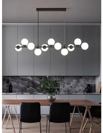 Lustra LED Gold Elit'S cu 11 Glob Alb Mat Dulie G9 Inaltime Reglabila Becuri Nu Inclus