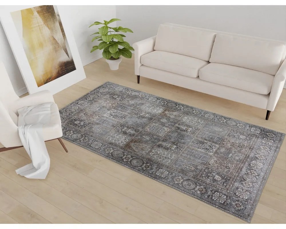 Covor tip traversă gri lavabil 80x200 cm Vintage Orient – Vitaus