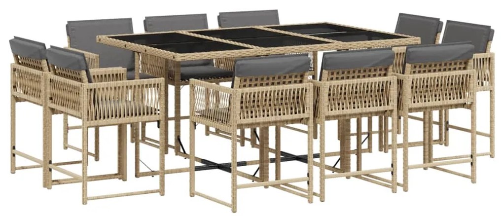 3211572 vidaXL Set mobilier grădină cu perne, 11 piese bej combinat poliratan