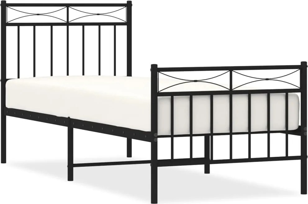 vidaXL Cadru pat metalic cu tăblii de cap/picioare, negru, 80x200 cm