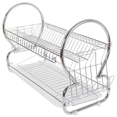 Scurgator vase, Verk Group, de bucatarie, inox, suport tacamuri si pahare, 2 polite, 67x24x37.5 cm