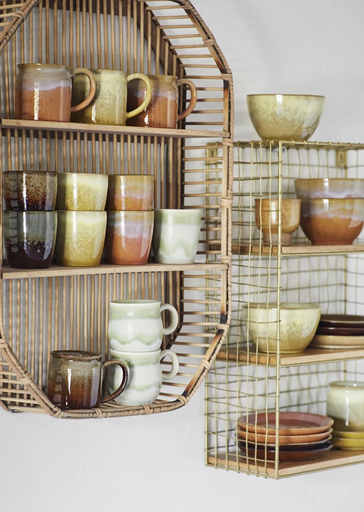 Set 4 căni din ceramică stoneware cu glazură reactivă, D8×H8 cm, „Calma"