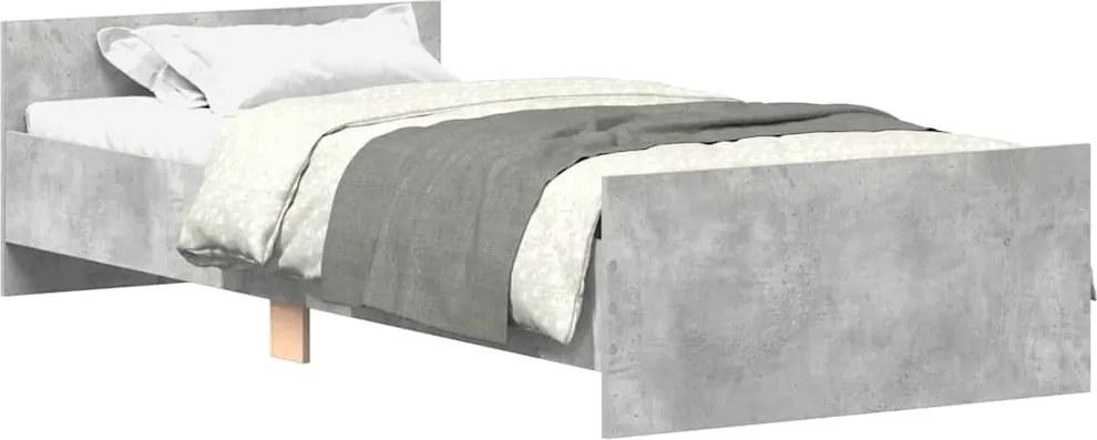 vidaXL Cadru de pat mic single, gri beton, 75x190 cm, lemn prelucrat