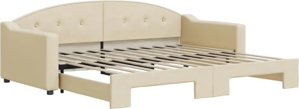 vidaXL Pat de zi cu extensie, crem, 90x200 cm, textil