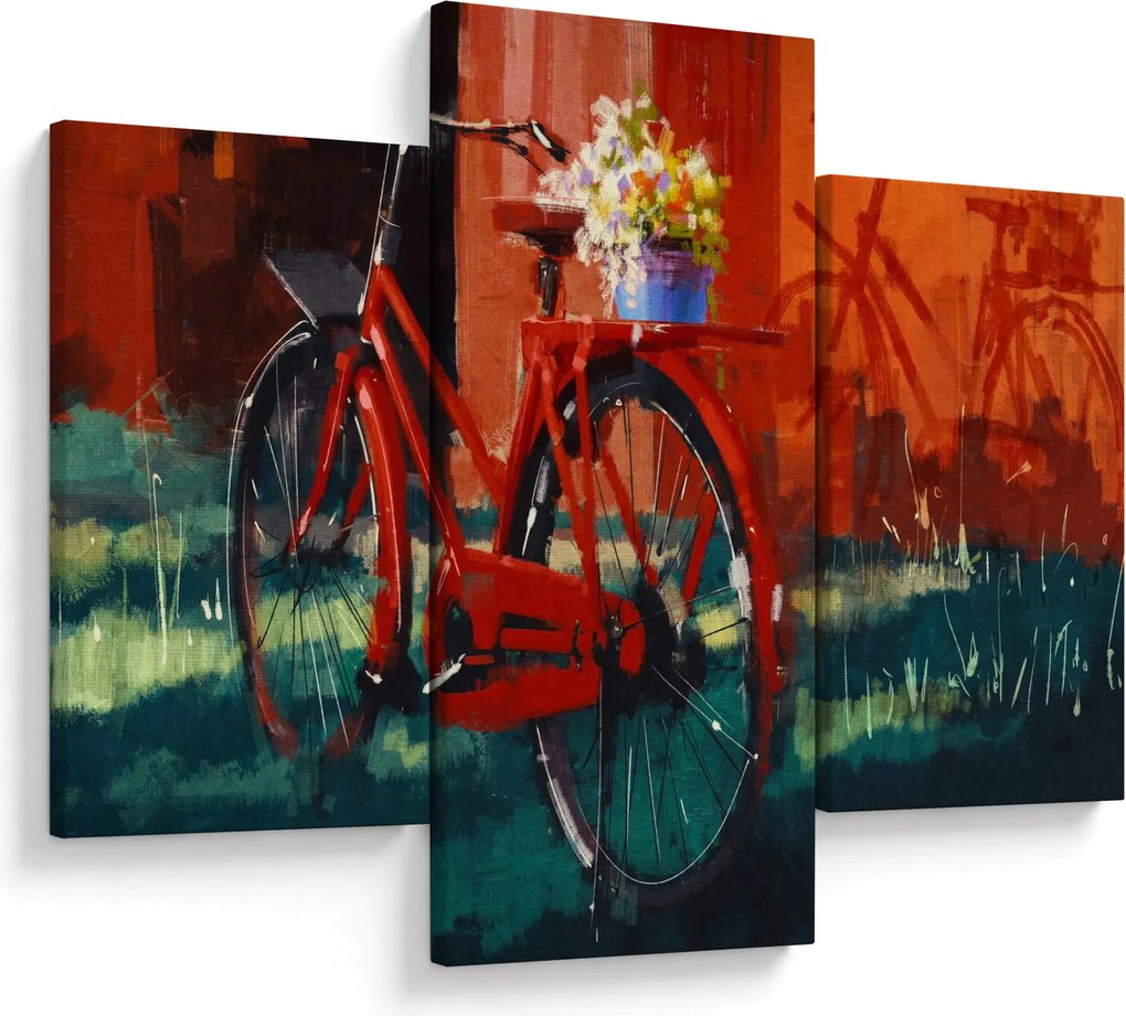 Tablou - Bicicleta roșie, pictură acrilică (90x60 cm)