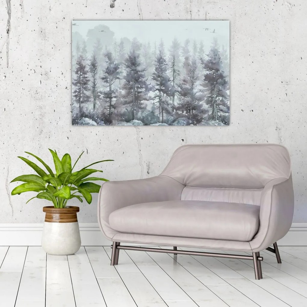 Tablou - Pădurea de pini II., aquarel (90x60 cm)