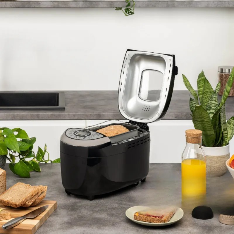 Masina de facut paine FIRST FA-5152-3-BA, 850W, 1.25 kg, 12 programe, Timer, Acoperire antiaderenta, Negru/inox