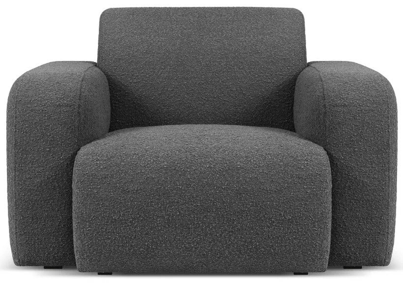 Fotoliu gri închis cu tapițerie din stofă bouclé Molino – Micadoni Home