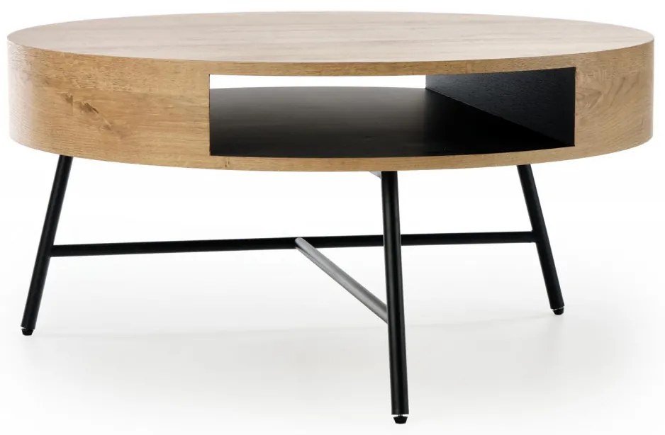 Masa de cafea Camila stejar auriu/negru ø80/h41 cm