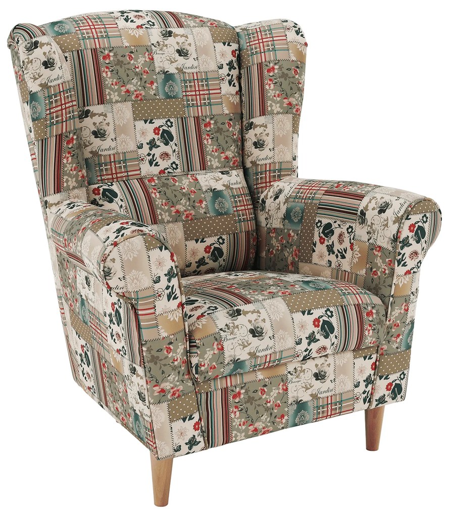 Fotoliu textil stilul patchwork charlot 86x105x72 cm
