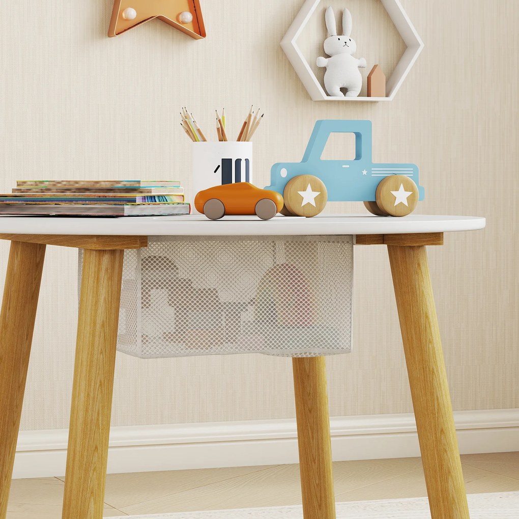 AIYAPLAY Set 1 masă rotundă, 2 scaune pentru copii, 3 piese, spătar în formă de urs, activități, activități creative, mese, 3-6 ani | Aosom Romania