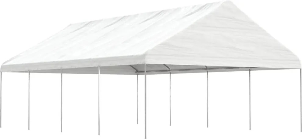 vidaXL Foișor cu acoperiș, alb, 8,92x5,88x3,75 m, polietilenă