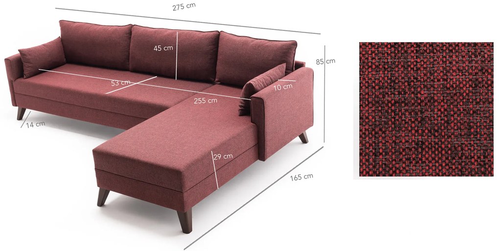 Canapea extensibilă Bellina 1 (bordo) (D). 1063026