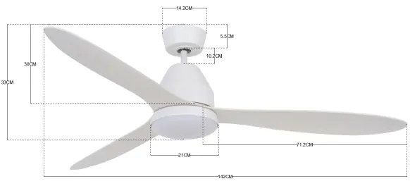 Ventilator LED de tavan Lucci air 213043 WHITEHAVEN GX53/17W/230V alb + telecomandă