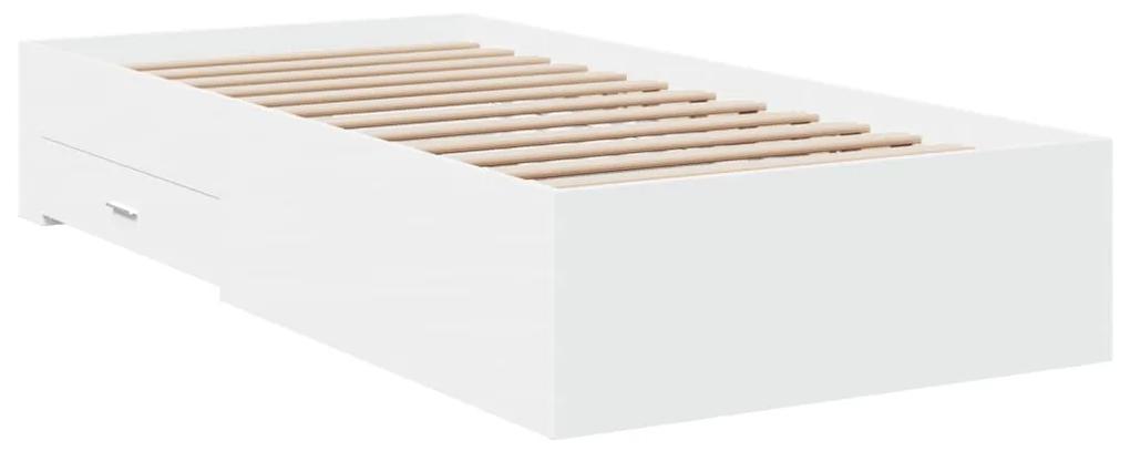 3280426 vidaXL Cadru de pat cu sertare, alb, 90x200 cm, lemn prelucrat