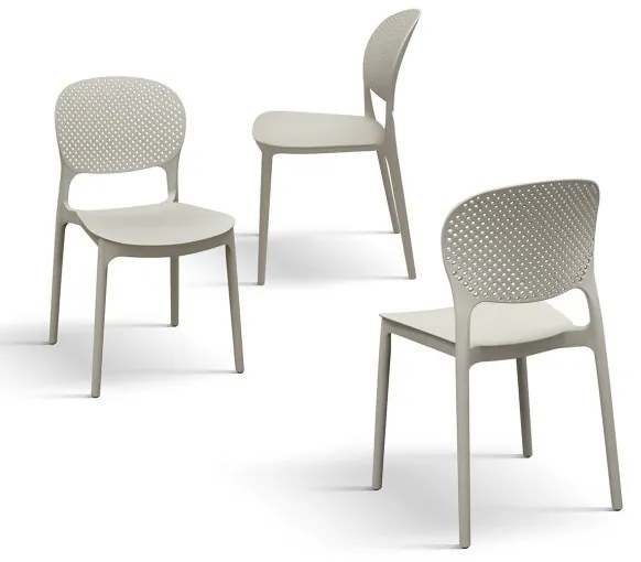 PAZZO DESIGN Set de 4 scaune Anita , culoare gri porumbel, din polipropilenă | Aosom Romania