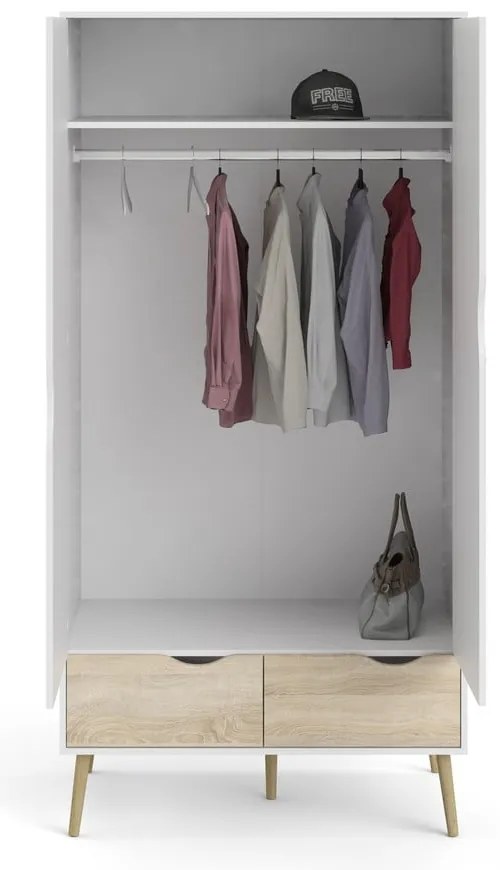 Șifonier Tvilum Oslo, 99x200 cm, alb-natural