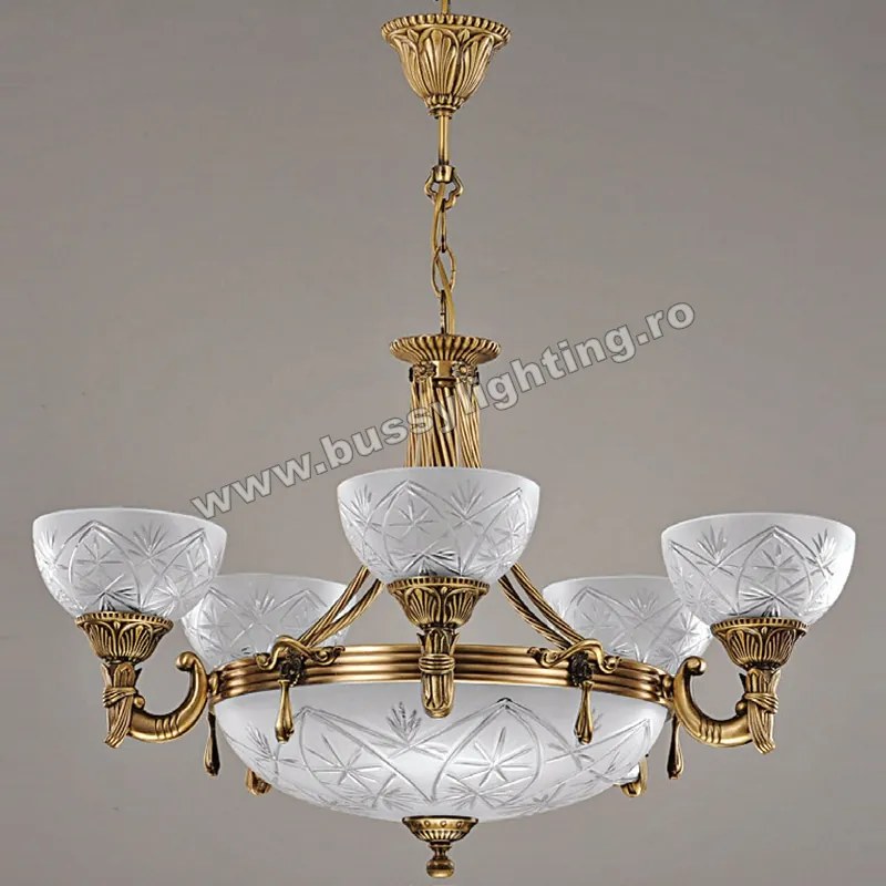 Lustra Elegante cu 5 Brate, Desing Clasic, Finisaj Bronz Antic - Bussy Lighting 3038-52-05