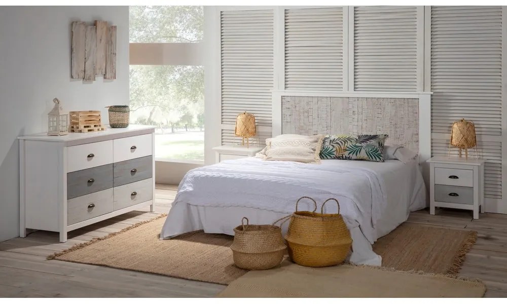 Noptieră Marckeric Romantica, 46 x 50 cm, alb - gri