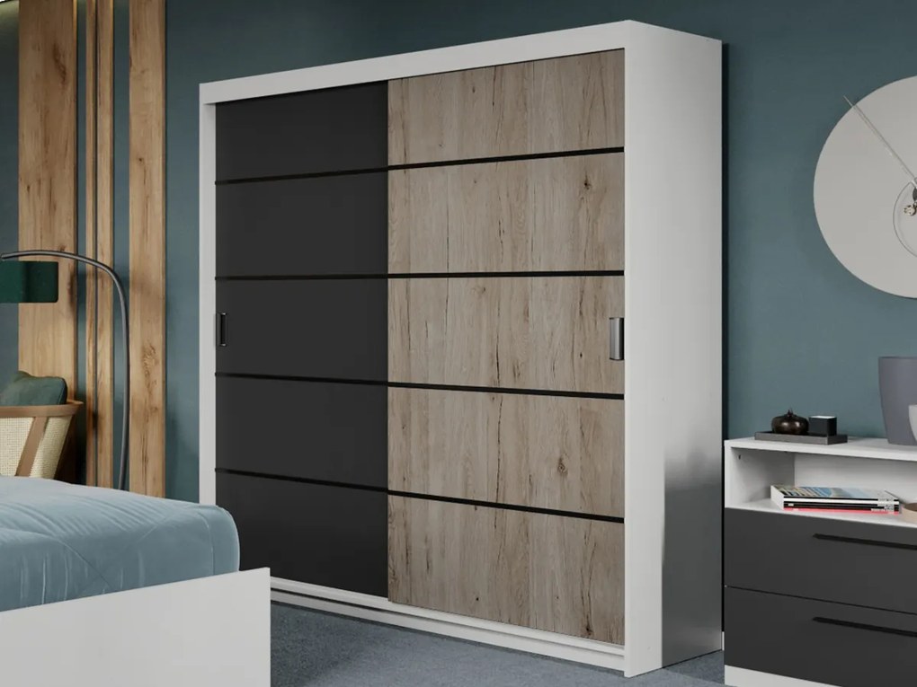 Set mobila dormitor Zeno Alb/Antracit/San Remo C22