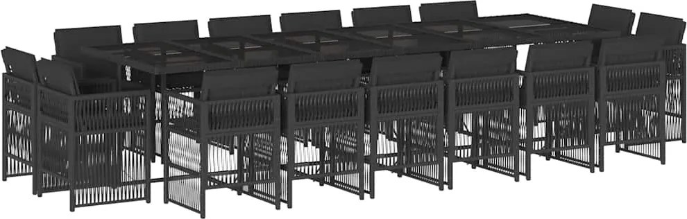 vidaXL Set mobilier de grădină cu perne, 17 piese, negru, poliratan