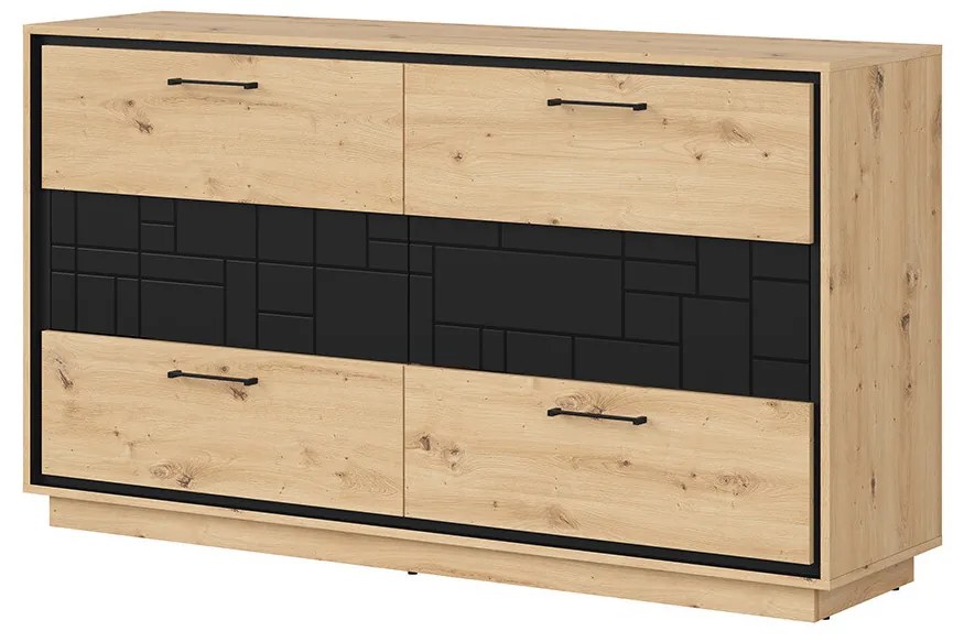 Comodă Pont KOM6S (Stejar artisan + Negru mat). 1063043