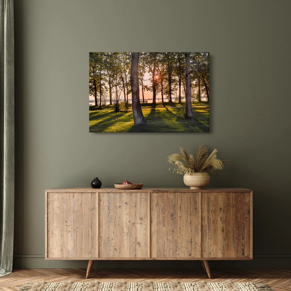 Tablou cu pomi lângă lac (90x60 cm)