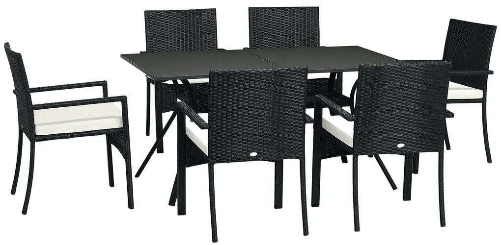 Outsunny Set de 7 Piese din Ratan pentru Luat Masa, Set de Mese | Aosom Romania