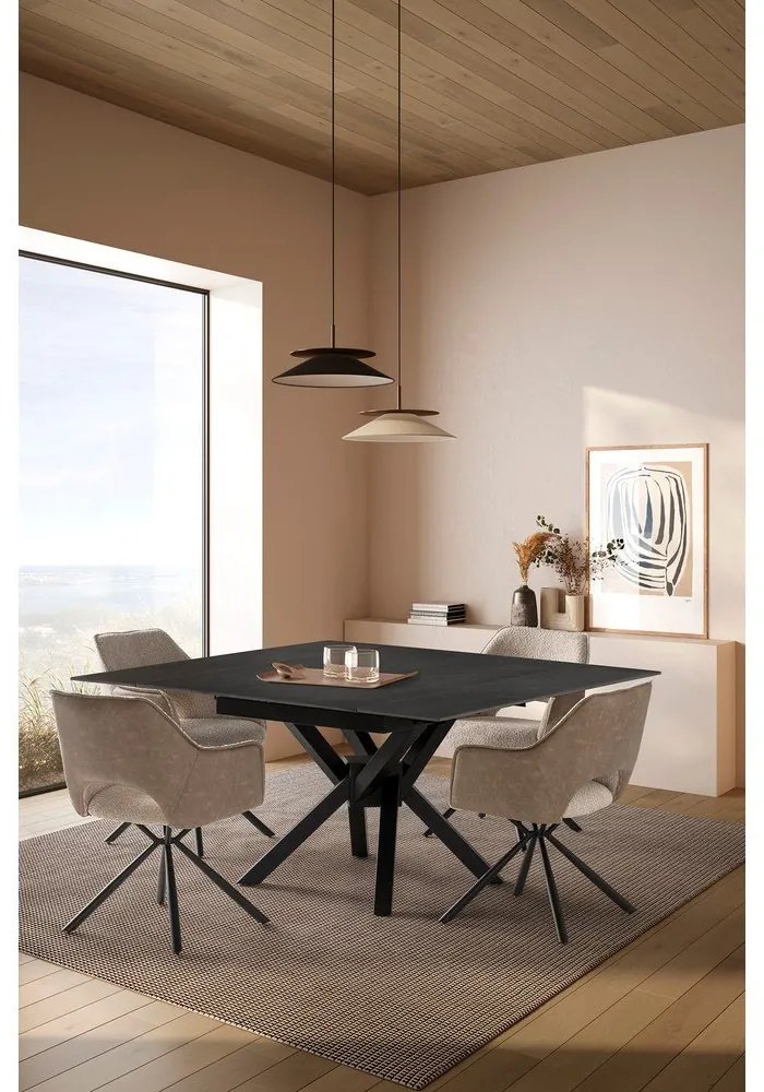 Masă de dining extensibilă cu blat din piatră cu blat suplimentar 90x150 cm Arlene – Marckeric