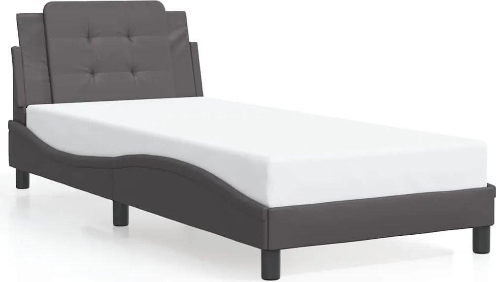 vidaXL Cadru de pat fără saltea, Zadar, gri, 80x200 cm, piele ecologică