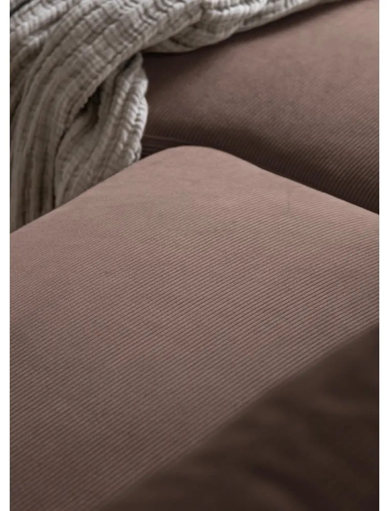 Colțar maro extensibil cu tapițerie din catifea reiată (cu colț pe partea stângă ) Lofty Lilly – Miuform