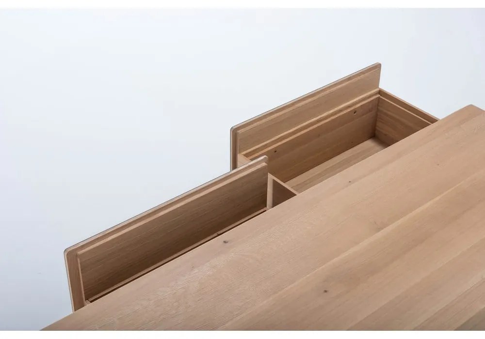 Comodă TV neagră/în culoare naturală din lemn de stejar 160x48 cm Fina – Gazzda