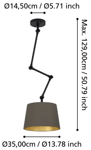 Lustră pe tijă Eglo 390198 PISTUNIO 1xE27/40W/230V maro