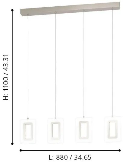 Eglo 99107 - Lustră LED suspendată pe cablu ENALURI 4xLED/5,4W/230V