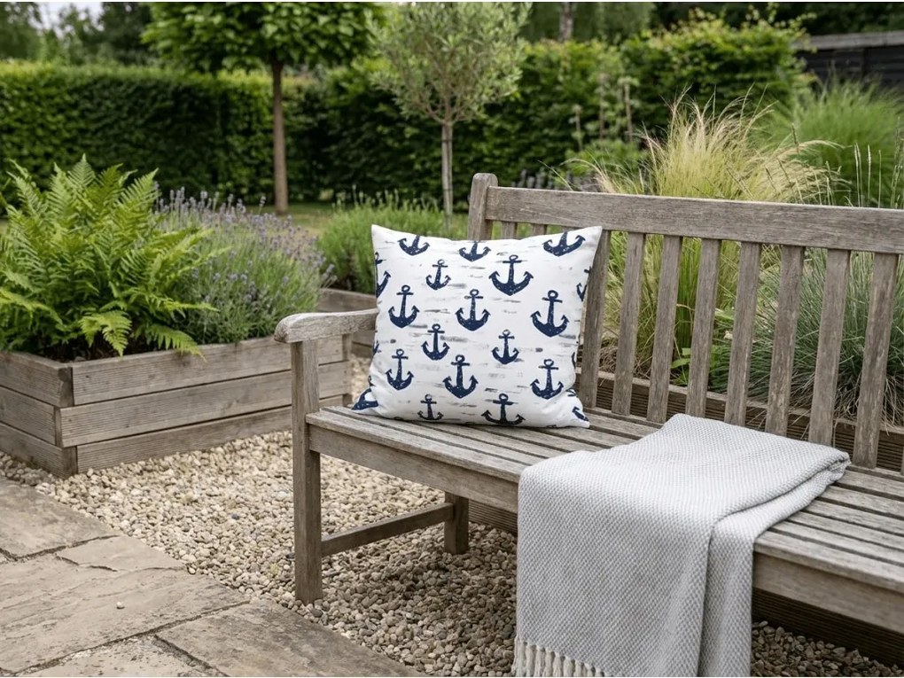 Fata de perna din policoton NAVYSTA POLY 45x45 cm, albastru-alb