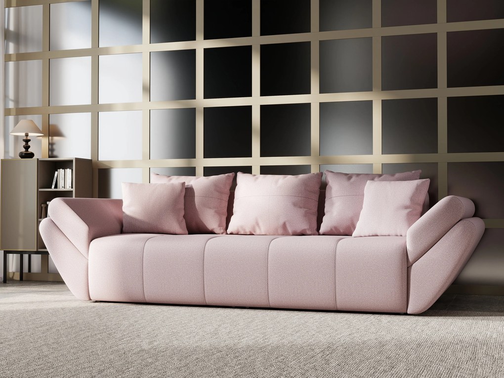 Canapea extensibilă dumonde cu ladă de depozitare si sezut confortabil din spuma high-density, Berlin Enjoy Flamingo 250x100 cm